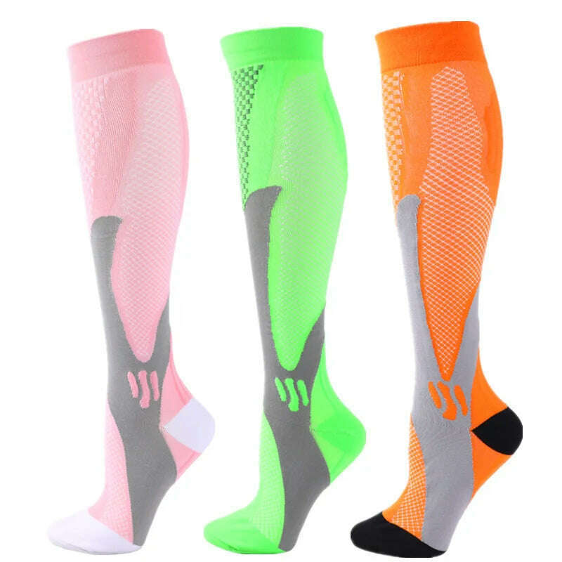 S-XXL 3 Pairs Pack/Socks Compression Socks 30 Mmhg Fit For Medical Edema Diabetes Varicose Veins Running Sports Socks Size XXL - KIMLUD