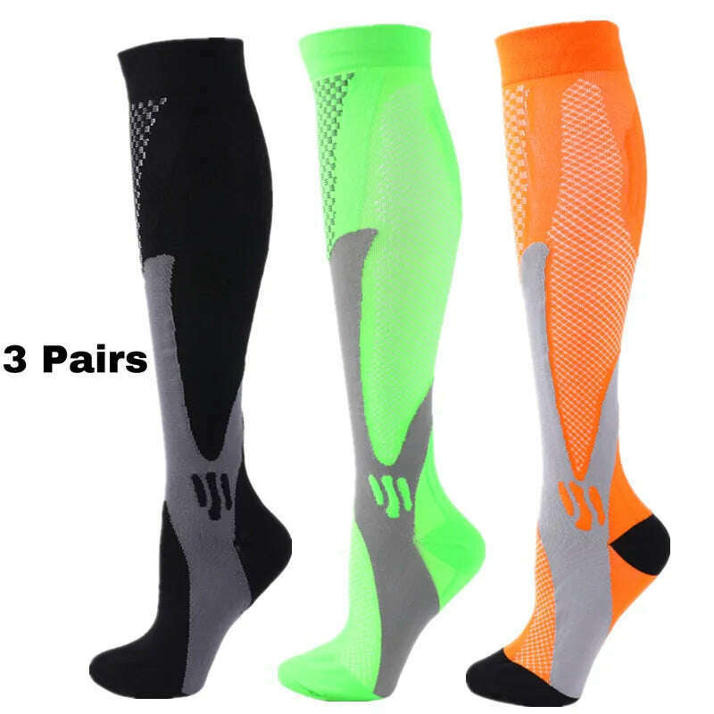 S-XXL 3 Pairs Pack/Socks Compression Socks 30 Mmhg Fit For Medical Edema Diabetes Varicose Veins Running Sports Socks Size XXL - KIMLUD