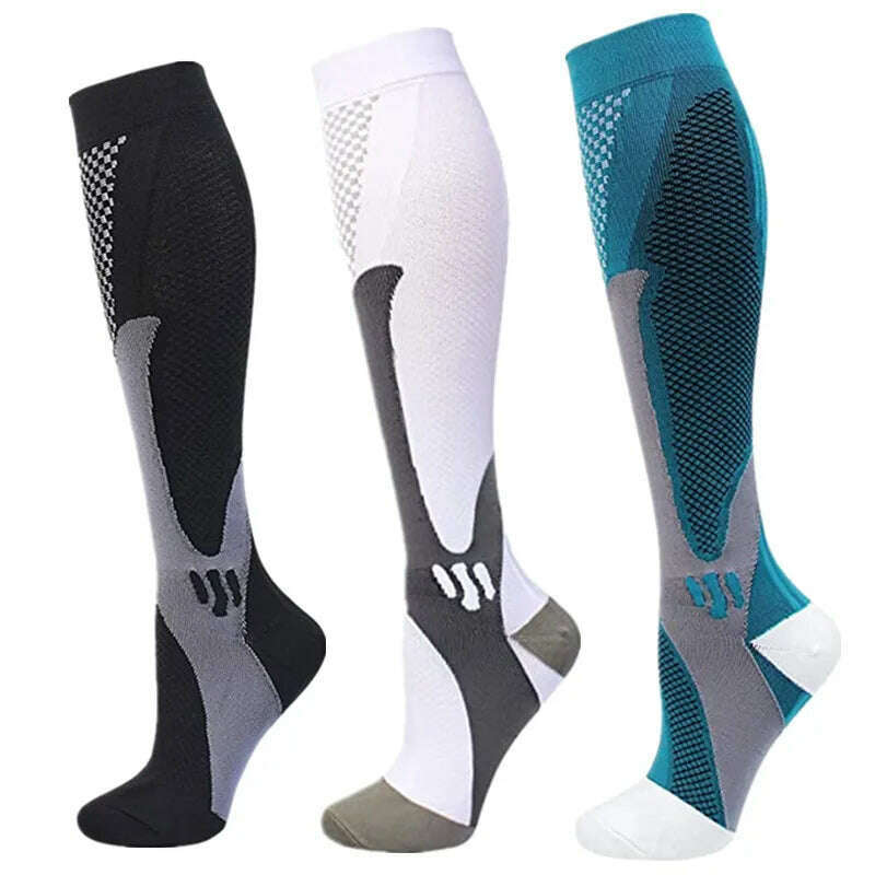 S-XXL 3 Pairs Pack/Socks Compression Socks 30 Mmhg Fit For Medical Edema Diabetes Varicose Veins Running Sports Socks Size XXL - KIMLUD