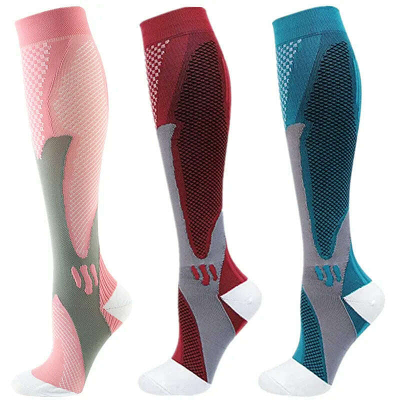 S-XXL 3 Pairs Pack/Socks Compression Socks 30 Mmhg Fit For Medical Edema Diabetes Varicose Veins Running Sports Socks Size XXL - KIMLUD