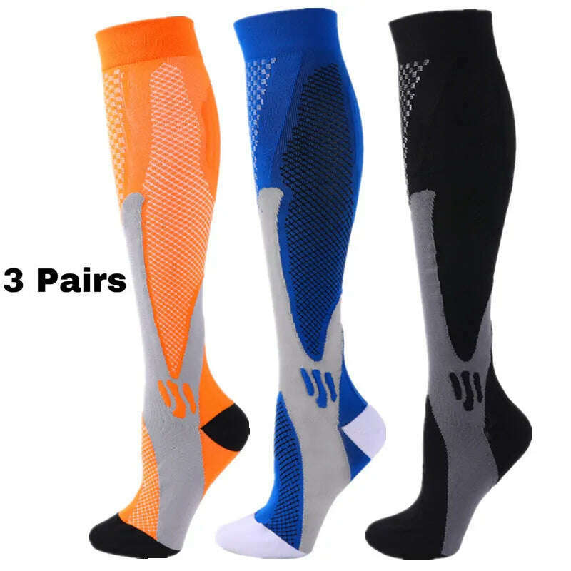 S-XXL 3 Pairs Pack/Socks Compression Socks 30 Mmhg Fit For Medical Edema Diabetes Varicose Veins Running Sports Socks Size XXL - KIMLUD