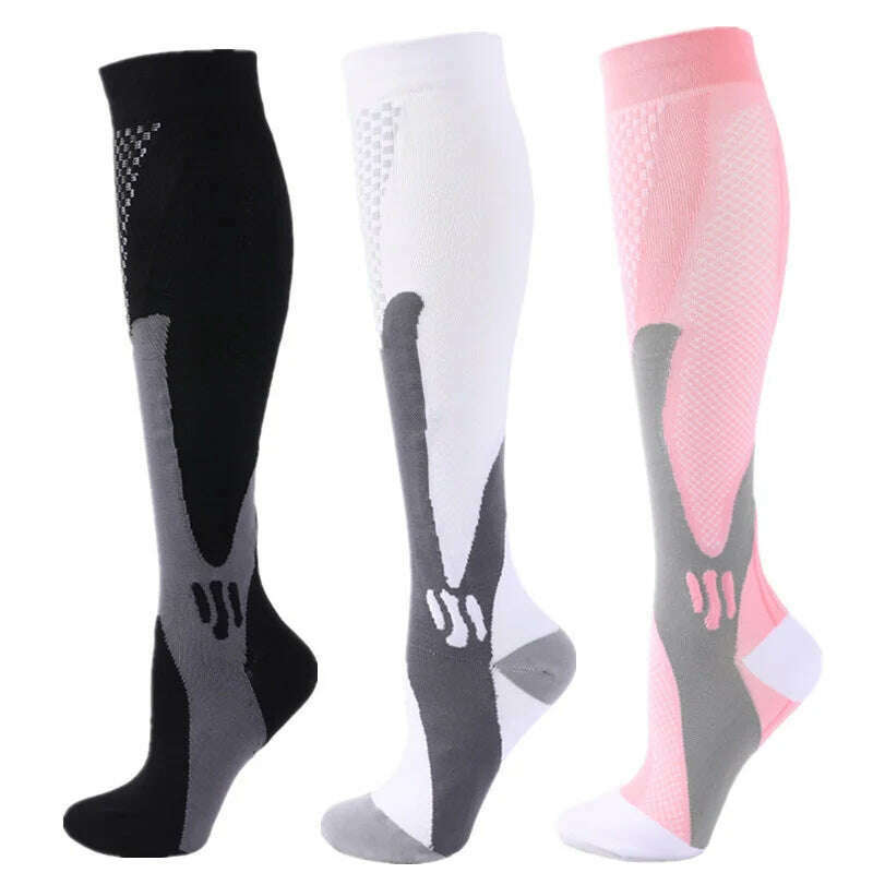 S-XXL 3 Pairs Pack/Socks Compression Socks 30 Mmhg Fit For Medical Edema Diabetes Varicose Veins Running Sports Socks Size XXL - KIMLUD