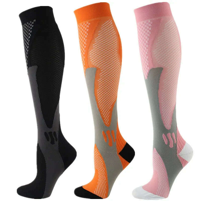 S-XXL 3 Pairs Pack/Socks Compression Socks 30 Mmhg Fit For Medical Edema Diabetes Varicose Veins Running Sports Socks Size XXL - KIMLUD
