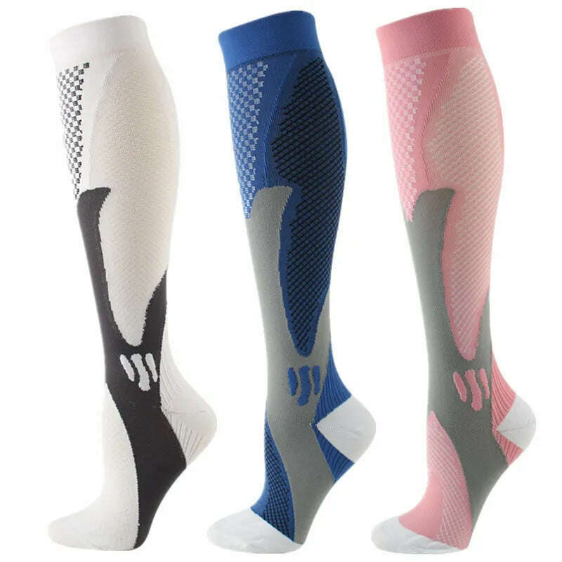 S-XXL 3 Pairs Pack/Socks Compression Socks 30 Mmhg Fit For Medical Edema Diabetes Varicose Veins Running Sports Socks Size XXL - KIMLUD