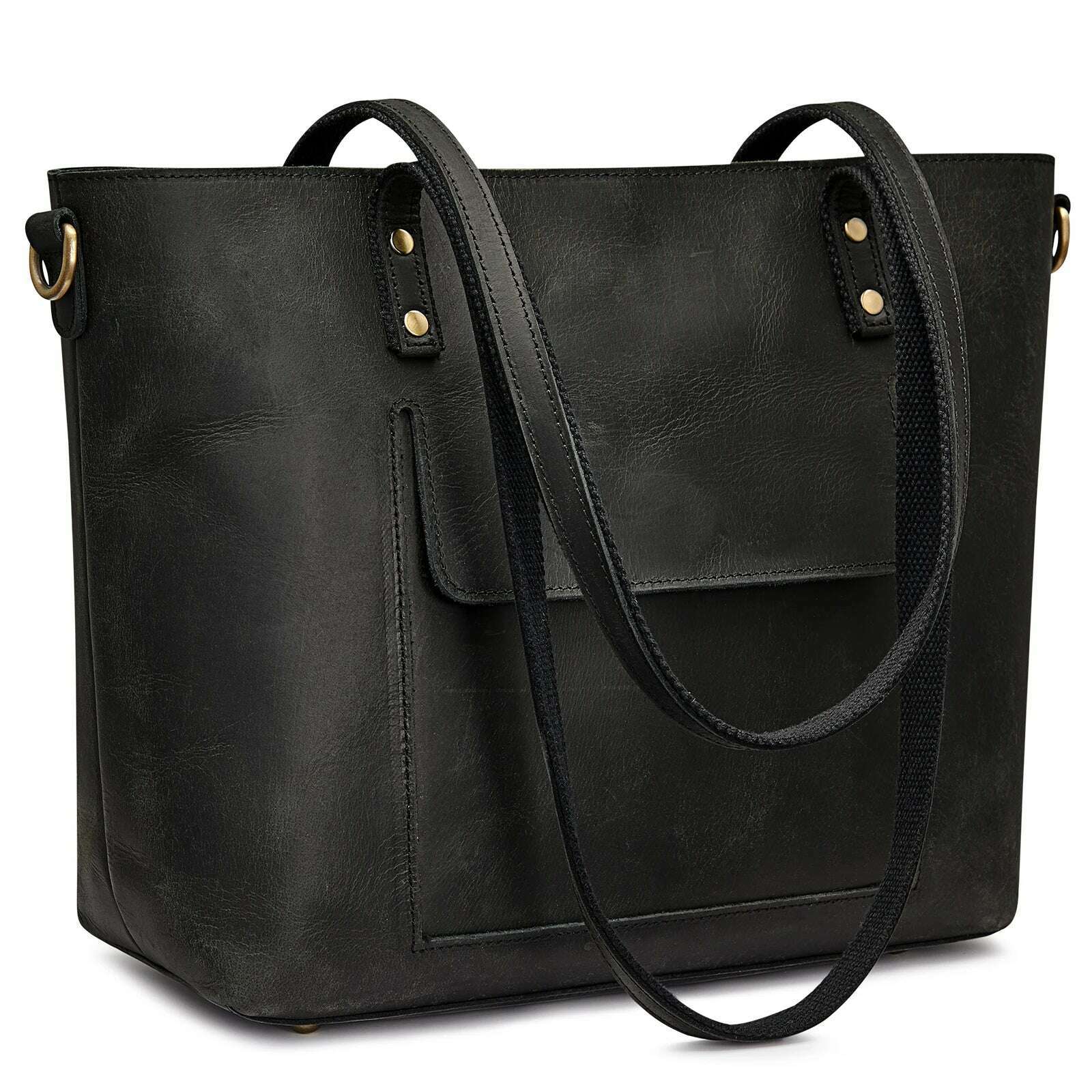 KIMLUD, S-ZONE Women Genuine Leather Tote Bag Shoulder Handbag Vintage Crossbody Purse, Black / China, KIMLUD APPAREL - Womens Clothes