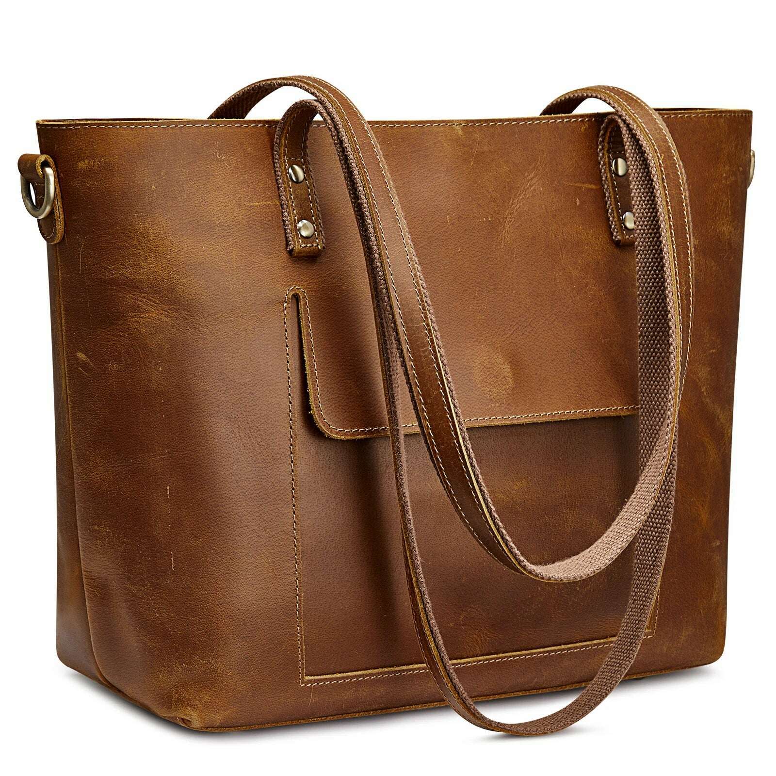 KIMLUD, S-ZONE Women Genuine Leather Tote Bag Shoulder Handbag Vintage Crossbody Purse, Light Brown / China, KIMLUD APPAREL - Womens Clothes
