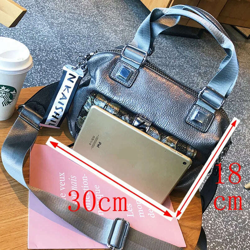 KIMLUD, Sac A Main Butterfly Sequin Luxury Handbag Brand 2021 Fashion Black Shoulder Bag Women Rivet Ladies Luxurious Retro Tote Bag New, KIMLUD Womens Clothes