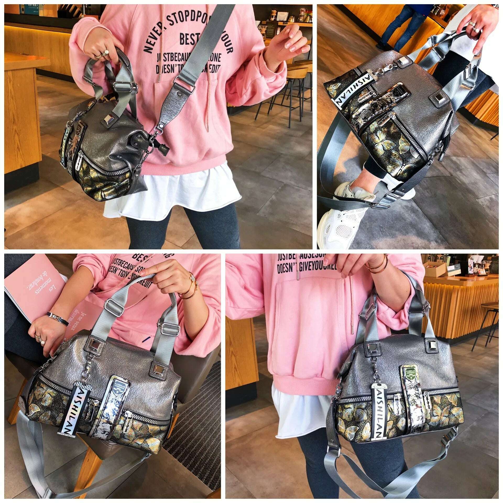 KIMLUD, Sac A Main Butterfly Sequin Luxury Handbag Brand 2021 Fashion Black Shoulder Bag Women Rivet Ladies Luxurious Retro Tote Bag New, KIMLUD Womens Clothes