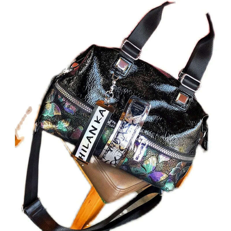 KIMLUD, Sac A Main Butterfly Sequin Luxury Handbag Brand 2021 Fashion Black Shoulder Bag Women Rivet Ladies Luxurious Retro Tote Bag New, KIMLUD Womens Clothes