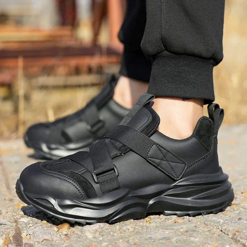 KIMLUD, Safety Shoes Black Men Steel Toe Work Shoes Anti-smash Anti-puncture Microfibre leather Light weight Protective Shoes, KIMLUD Womens Clothes