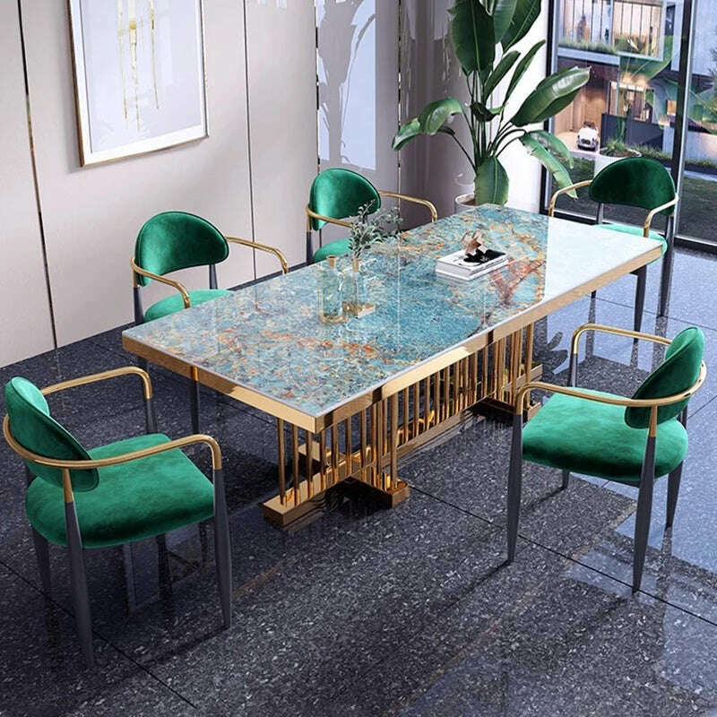 KIMLUD, Salon Marble Dining Table Coffee Hotel Garden Dressing Kitchen Dining Table Conference Luxury Mesa Comedor Balcony Furniture, KIMLUD Womens Clothes