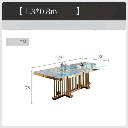 KIMLUD, Salon Marble Dining Table Coffee Hotel Garden Dressing Kitchen Dining Table Conference Luxury Mesa Comedor Balcony Furniture, 1.3 0.8m, KIMLUD Womens Clothes