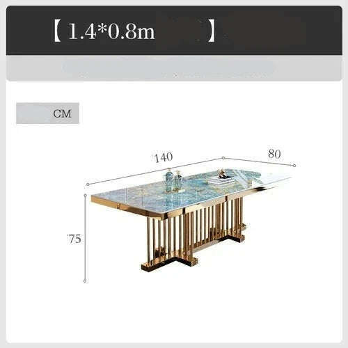 KIMLUD, Salon Marble Dining Table Coffee Hotel Garden Dressing Kitchen Dining Table Conference Luxury Mesa Comedor Balcony Furniture, 1.4 0.8m, KIMLUD Womens Clothes