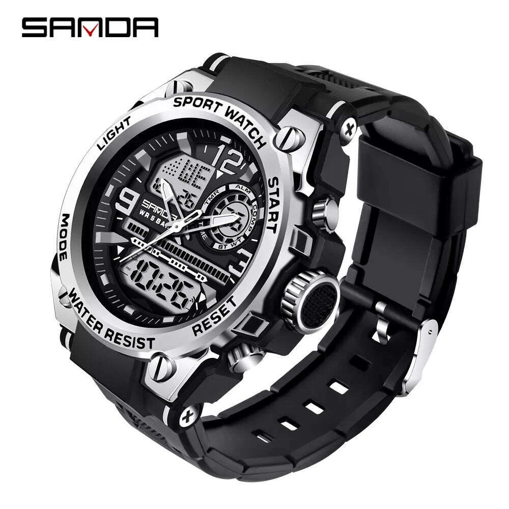 SANDA 2023 Top Brand Men's Watches 5ATM Waterproof Sport Military Wristwatch Quartz Watch for Men Clock Relogio Masculino 6024 - KIMLUD