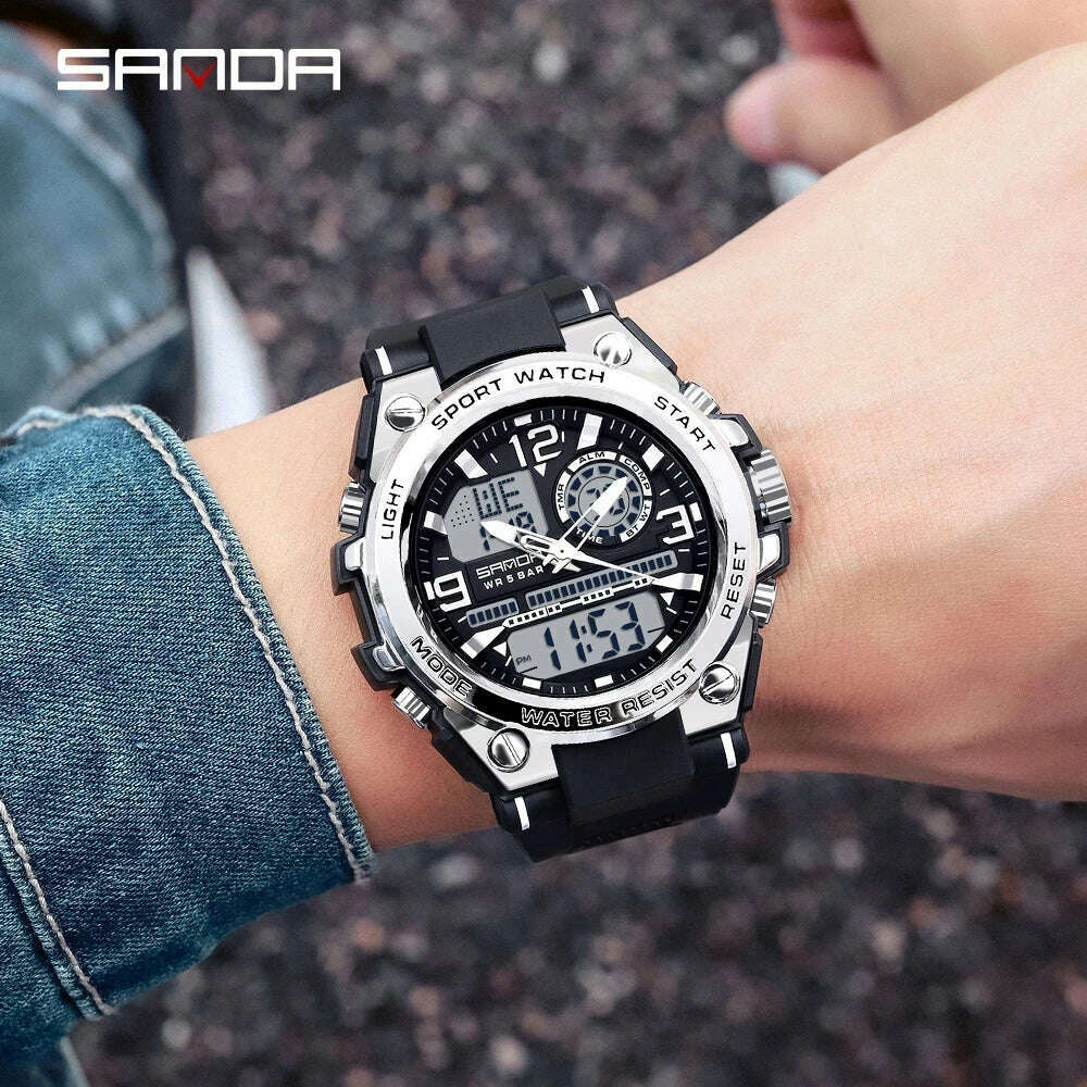 SANDA 2023 Top Brand Men's Watches 5ATM Waterproof Sport Military Wristwatch Quartz Watch for Men Clock Relogio Masculino 6024 - KIMLUD