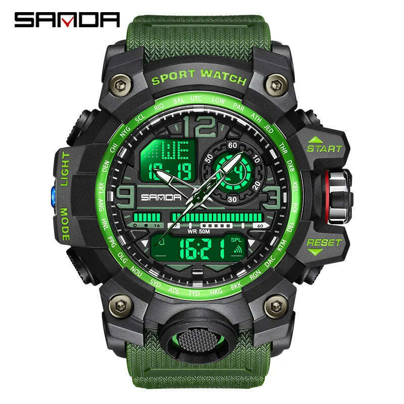 KIMLUD, SANDA G style New Men Watch 50M Waterproof Sports Military Quartz Watch For Male Electron Digital Wristwatch Reloj De Hombre, KIMLUD Womens Clothes