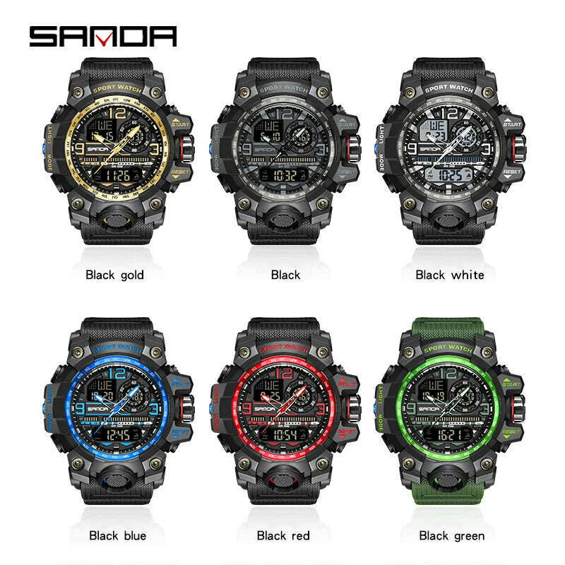 KIMLUD, SANDA G Style New Men's Watches 50M Waterproof Sports Military Quartz Watch For Male Digital Wristwatch Clock Reloj Hombre, KIMLUD Womens Clothes
