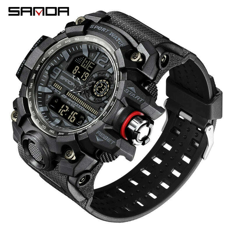KIMLUD, SANDA G Style New Men's Watches 50M Waterproof Sports Military Quartz Watch For Male Digital Wristwatch Clock Reloj Hombre, Black 3133 / CHINA, KIMLUD APPAREL - Womens Clothes