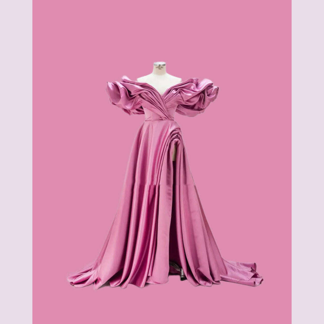 KIMLUD, Sansa Sexy Off Shoulder A-line Prom Dresses Side High Split Vestidos De Noche Gorgeous Pink Thick Satin Vestidos De Fiesta, Pink / 22W / CHINA, KIMLUD APPAREL - Womens Clothes