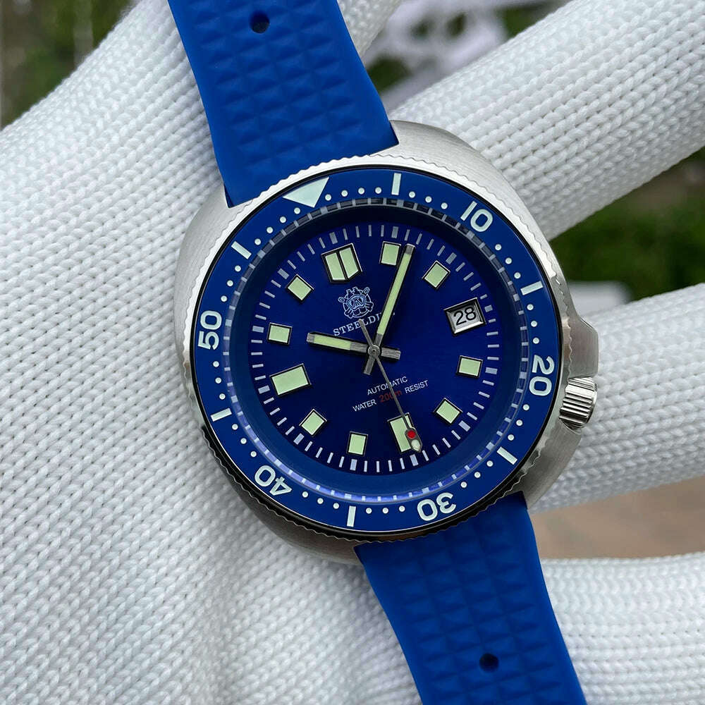 SD1970 Steeldive Brand 44MM Black Dial Men NH35 Dive Watch with Ceramic Bezel - KIMLUD