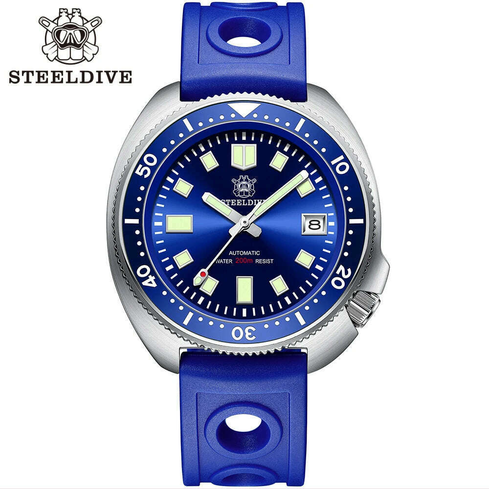 SD1970 Steeldive Brand 44MM Black Dial Men NH35 Dive Watch with Ceramic Bezel - KIMLUD