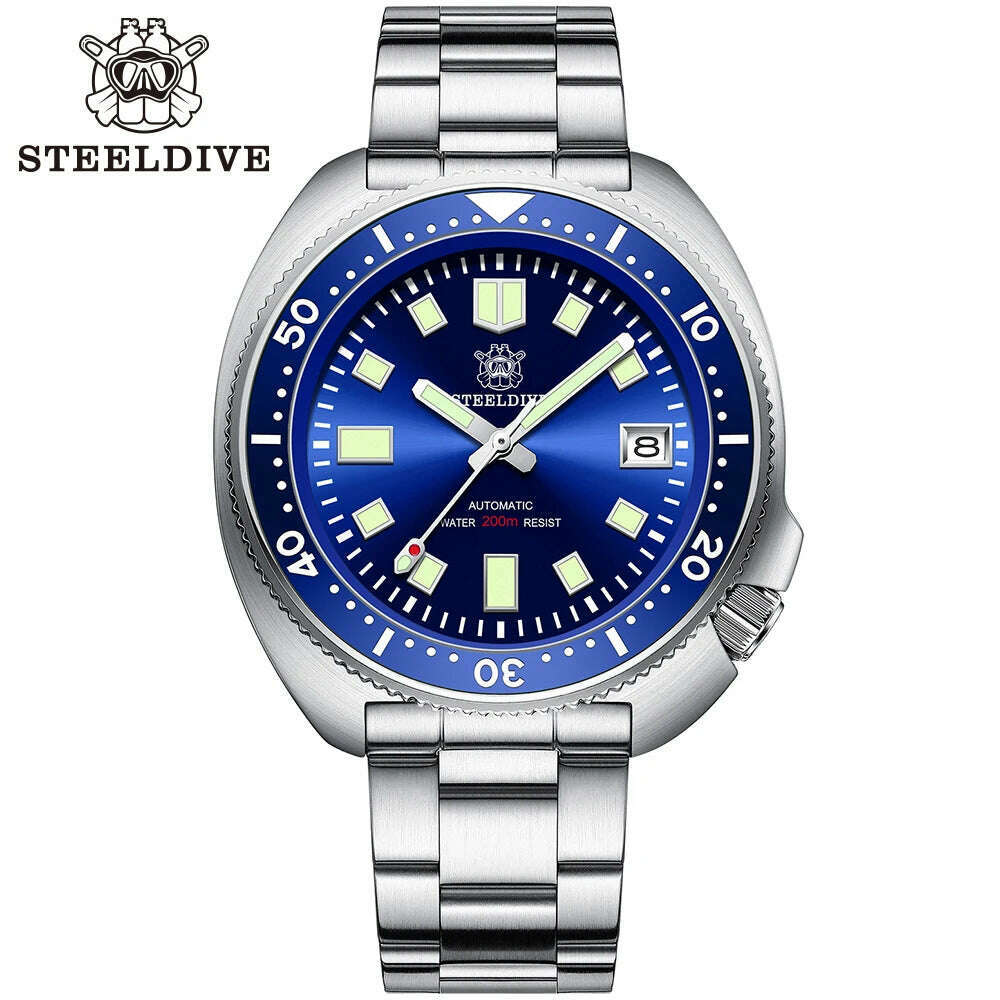 SD1970 Steeldive Brand 44MM Black Dial Men NH35 Dive Watch with Ceramic Bezel - KIMLUD