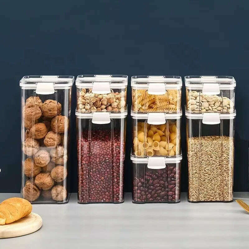 Sealed plastic food storage box cereal candy Dried jars with lid fridge storageTank containers household items kitchen organizer - KIMLUD