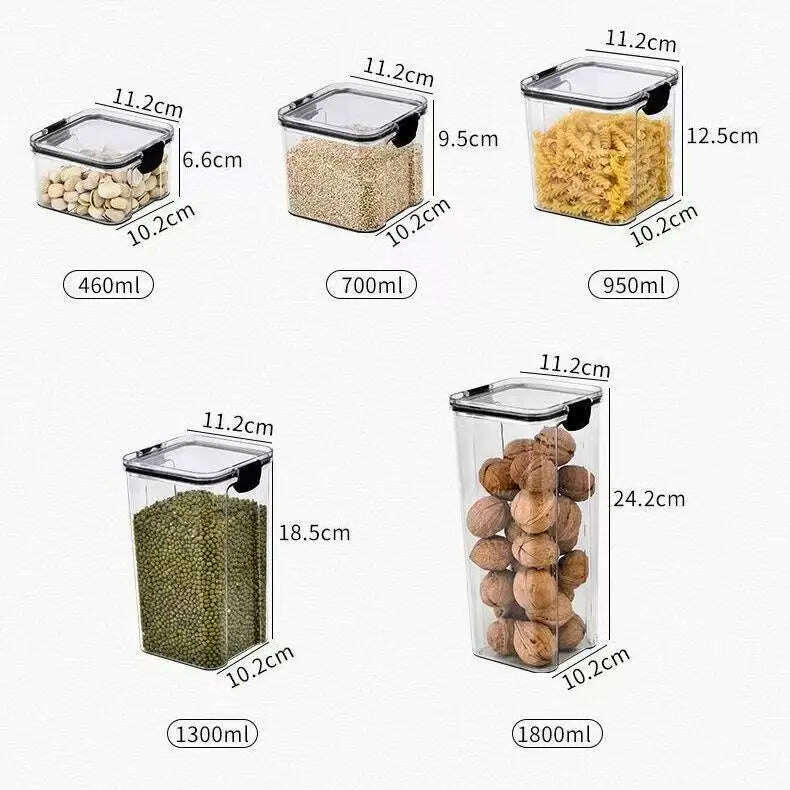 Sealed plastic food storage box cereal candy Dried jars with lid fridge storageTank containers household items kitchen organizer - KIMLUD