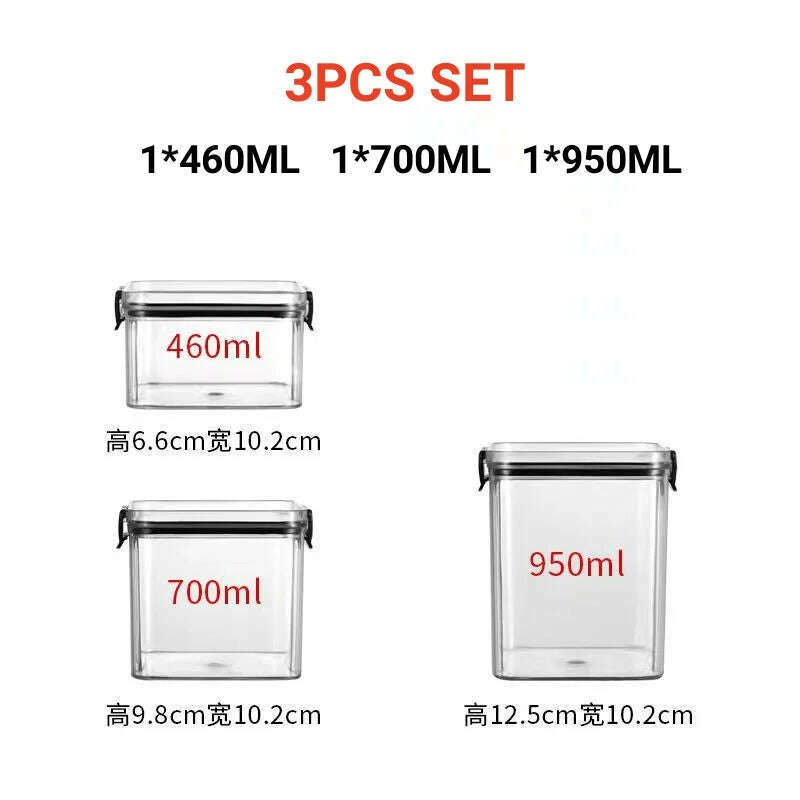 Sealed plastic food storage box cereal candy Dried jars with lid fridge storageTank containers household items kitchen organizer - KIMLUD