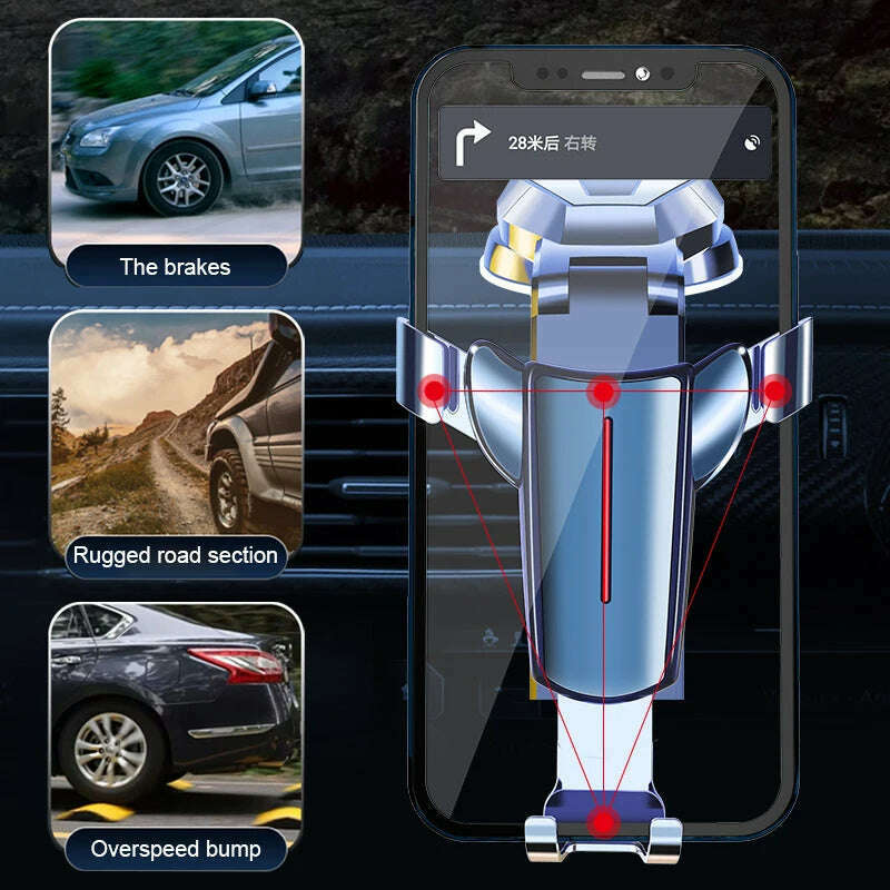 SEAMETAL Car Phone Holder Car Air Vent Mount Mobilephone Bracket GPS Stand Sucker Base for iPhone Samsung Xiaomi Cell Support - KIMLUD