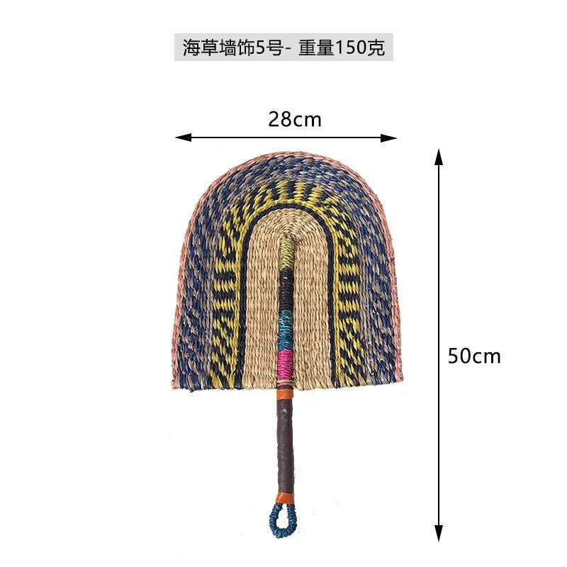 KIMLUD, Seaweed Weaving Fan Nordic Hand Woven Decoration Wall Hanging of Homestays Background Living Room Entrance Household Wall Decor, 05, KIMLUD Womens Clothes