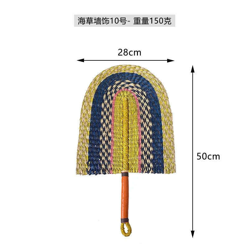 KIMLUD, Seaweed Weaving Fan Nordic Hand Woven Decoration Wall Hanging of Homestays Background Living Room Entrance Household Wall Decor, 10, KIMLUD Womens Clothes