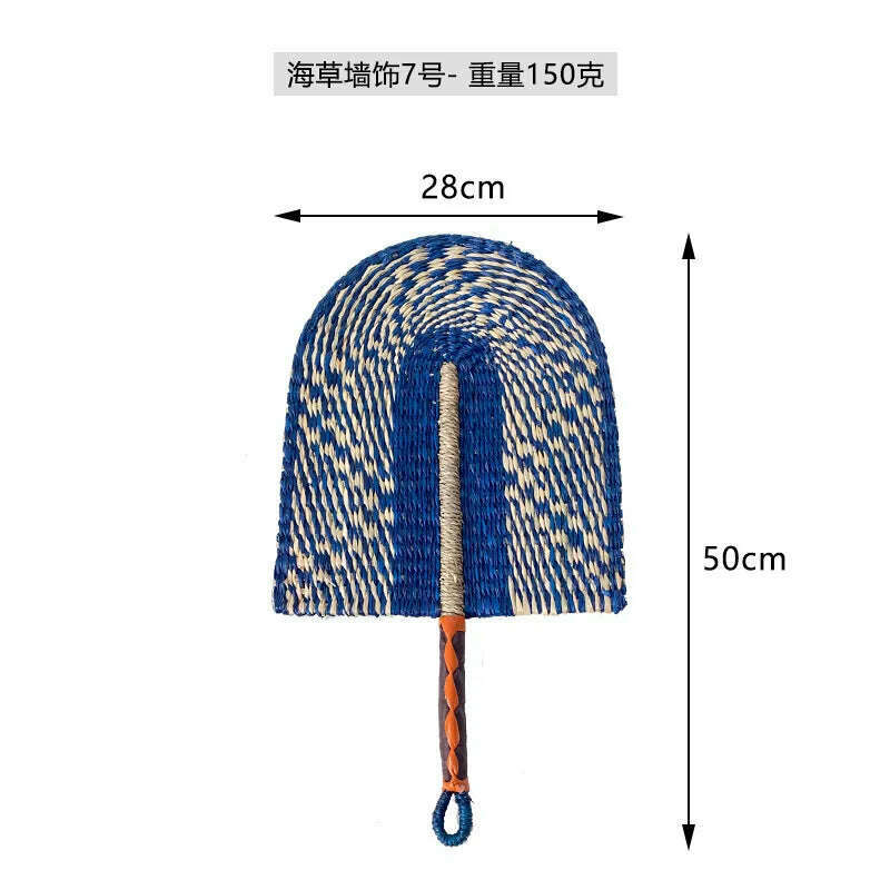 KIMLUD, Seaweed Weaving Fan Nordic Hand Woven Decoration Wall Hanging of Homestays Background Living Room Entrance Household Wall Decor, 07, KIMLUD Womens Clothes