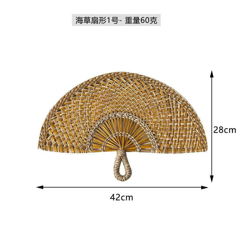 KIMLUD, Seaweed Weaving Fan Nordic Hand Woven Decoration Wall Hanging of Homestays Background Living Room Entrance Household Wall Decor, 11, KIMLUD Womens Clothes