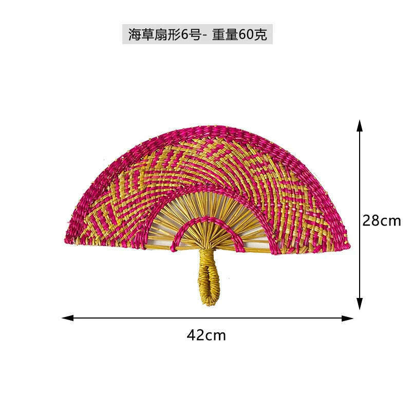 KIMLUD, Seaweed Weaving Fan Nordic Hand Woven Decoration Wall Hanging of Homestays Background Living Room Entrance Household Wall Decor, 16, KIMLUD Womens Clothes