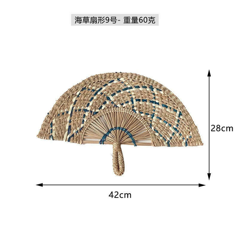 KIMLUD, Seaweed Weaving Fan Nordic Hand Woven Decoration Wall Hanging of Homestays Background Living Room Entrance Household Wall Decor, 19, KIMLUD Womens Clothes