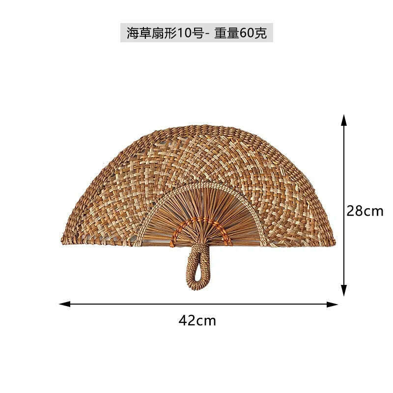 KIMLUD, Seaweed Weaving Fan Nordic Hand Woven Decoration Wall Hanging of Homestays Background Living Room Entrance Household Wall Decor, 20, KIMLUD Womens Clothes