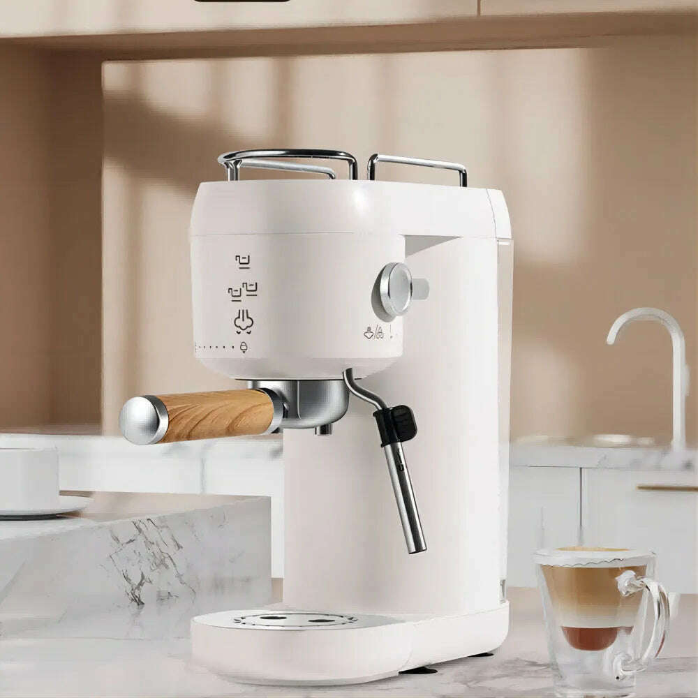 KIMLUD, Semi-automatic Siphon Type Italian Espresso Coffee Machine Household Milk Foam Machine Small Electric Coffee Maker Easy Cleaning, WHITE / EU, KIMLUD APPAREL - Womens Clothes