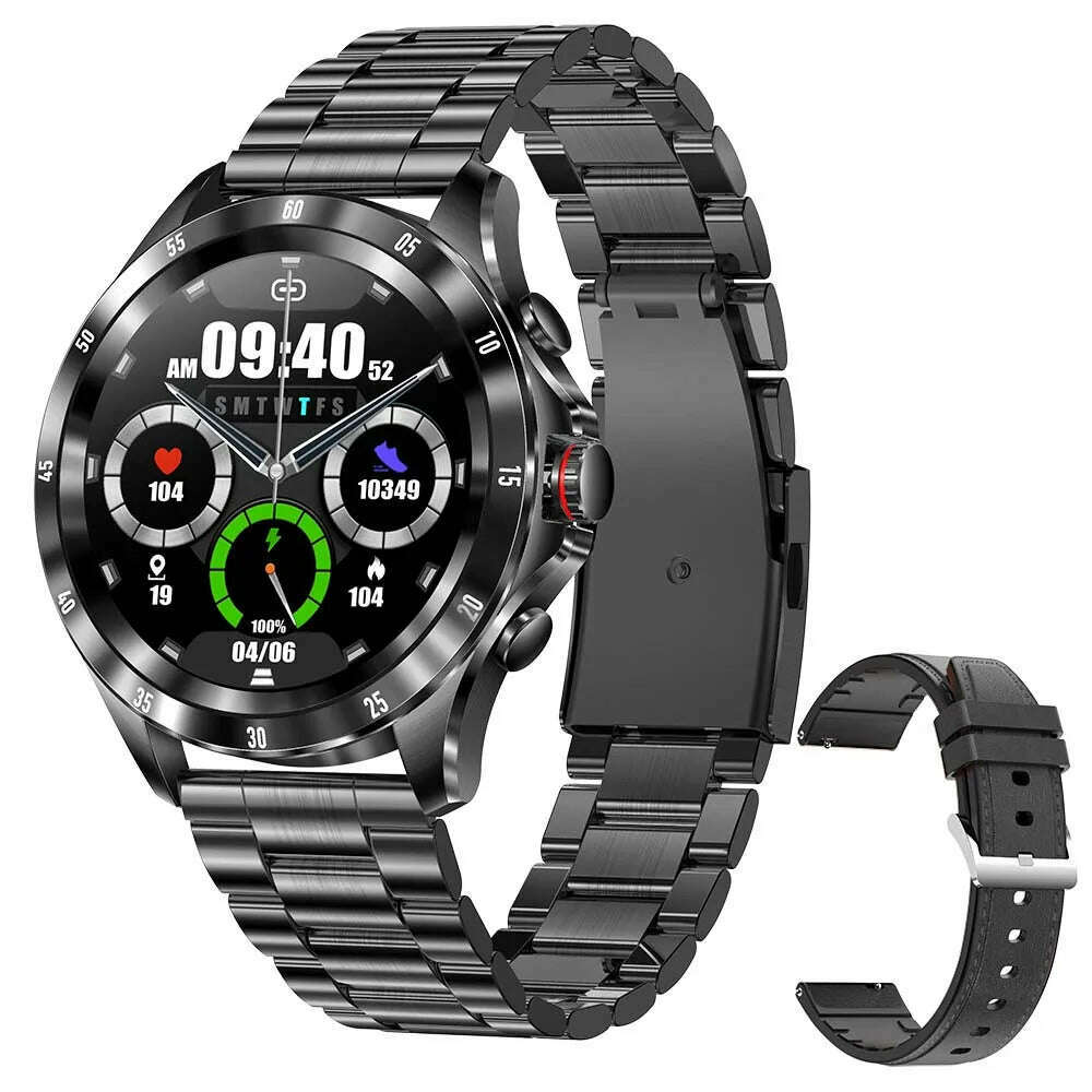 KIMLUD, SENBONO New Men's Smart Watch Max7 Bluetooth Answer Call Man Watch IP68 Waterproof Thermometer Tracker Sport Smartwatch Men 2022, add leather strap, KIMLUD Womens Clothes