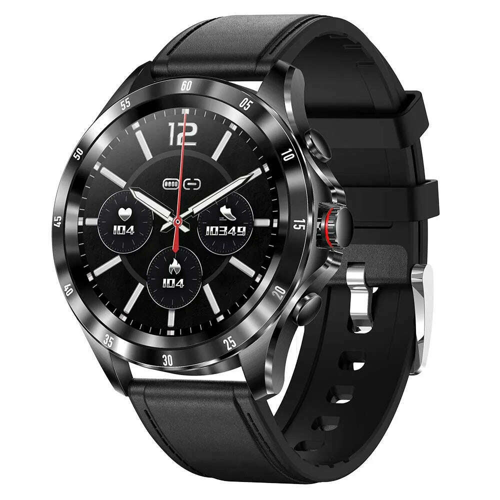 KIMLUD, SENBONO New Men's Smart Watch Max7 Bluetooth Answer Call Man Watch IP68 Waterproof Thermometer Tracker Sport Smartwatch Men 2022, black leather, KIMLUD Womens Clothes