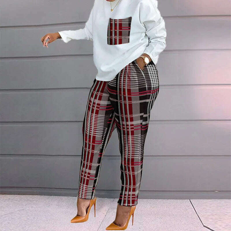 KIMLUD, Set Of Women Spring Autumn Two Pieces Casual Female Print Loose Pants Matching Suit Streetwear Long Sleeve Tops And Trousers Set, KIMLUD Womens Clothes