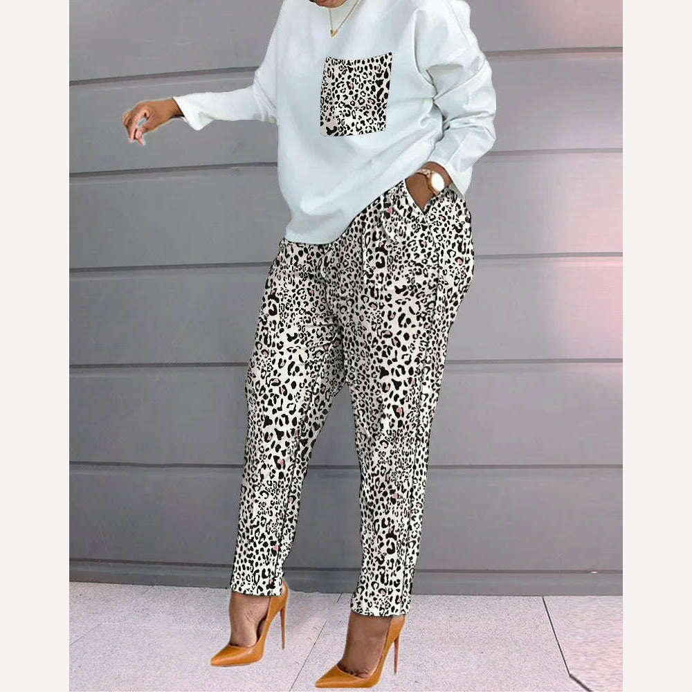 KIMLUD, Set Of Women Spring Autumn Two Pieces Casual Female Print Loose Pants Matching Suit Streetwear Long Sleeve Tops And Trousers Set, KIMLUD Womens Clothes