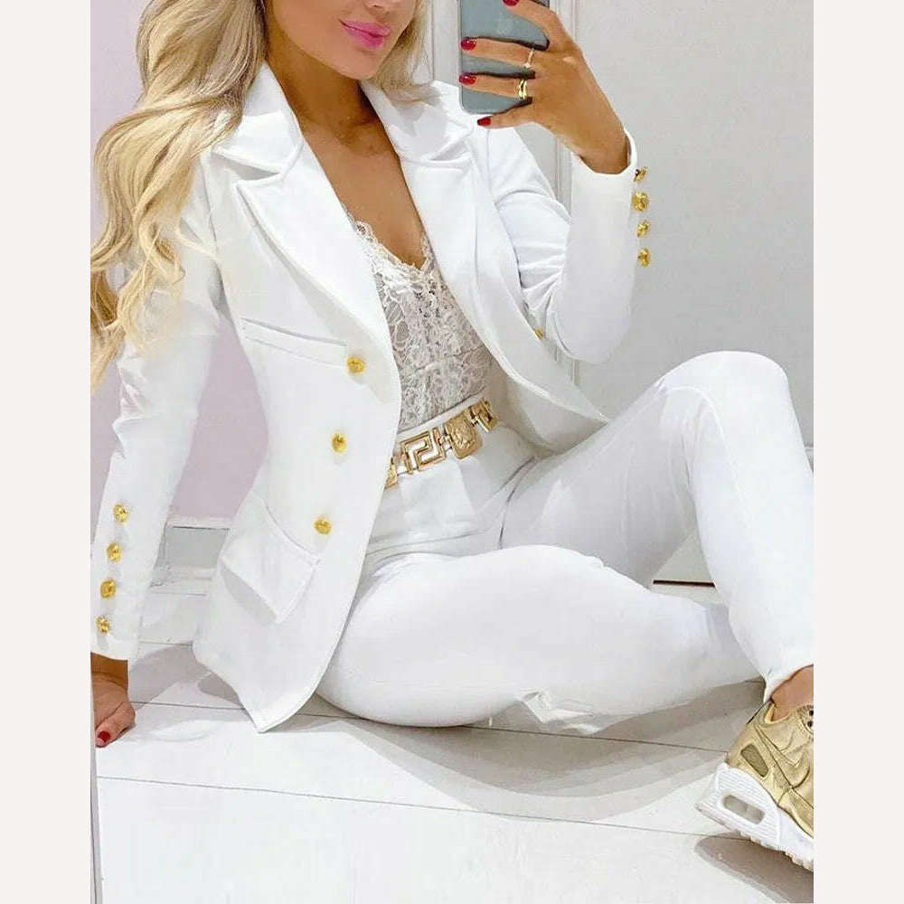 KIMLUD, Sets for Women 2 Pieces New Spring/Autumn Leisure Fashion Small Suit Women's Suit Women Blazer Set Elegant Jacket and Pants Set, KIMLUD Women's Clothes