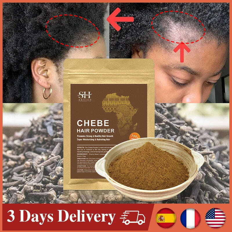 KIMLUD, Sevich Hot sale 100g Chebe Powder From Chad 100% Natural Hair Regrowth 2 Month Super Fast Hair Growth Treatment Get Rid of Wigs, KIMLUD Womens Clothes