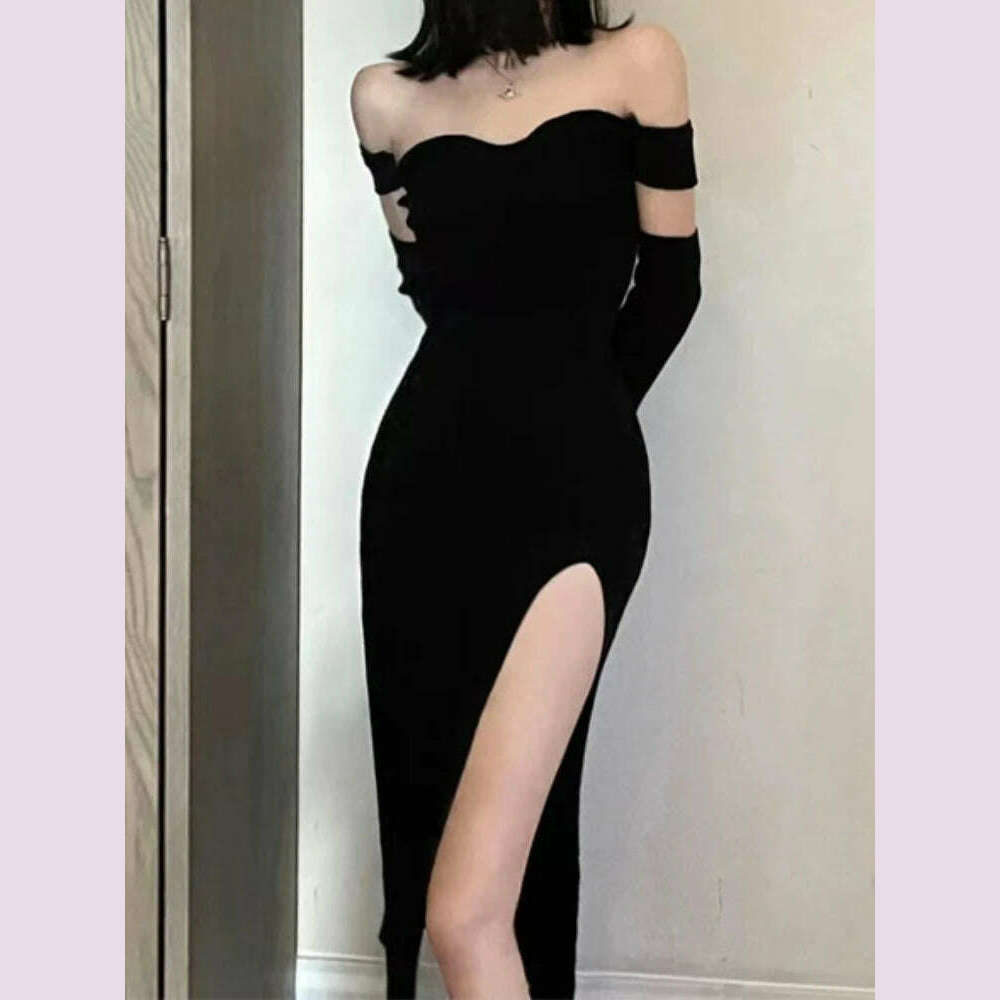 bodycon dress with strings Sexy Bodycon Black Knitted Midi Dress Women's Elegant Slim Casual Part