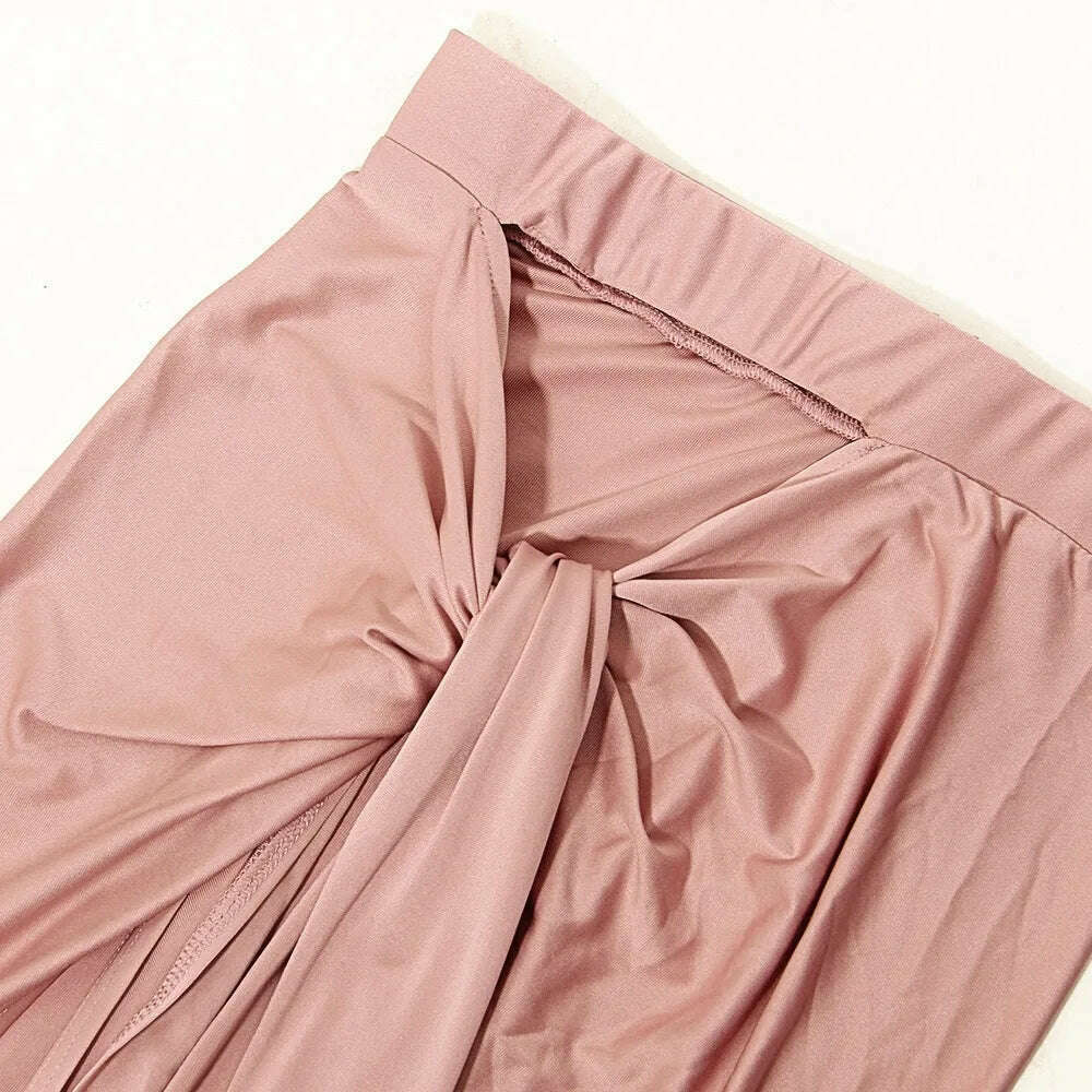 Sexy Cross Bandage Hollow Out Thigh-high Split Slim Bodycon Dress Women Sleeveless Two Pieces Evening Dress Club Party - KIMLUD