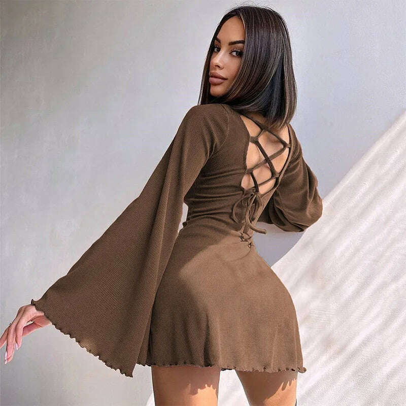 Sexy Dresses Nightclub Mini Short Party Dress Women Back Bandage O Nec