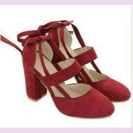 KIMLUD, Sexy Heeled Sandal High Heels Sandals Women Femme Gladiator Summer Party Wedding Shoes Women Thick Heels Zapatos De Muje, Red / 36, KIMLUD APPAREL - Womens Clothes