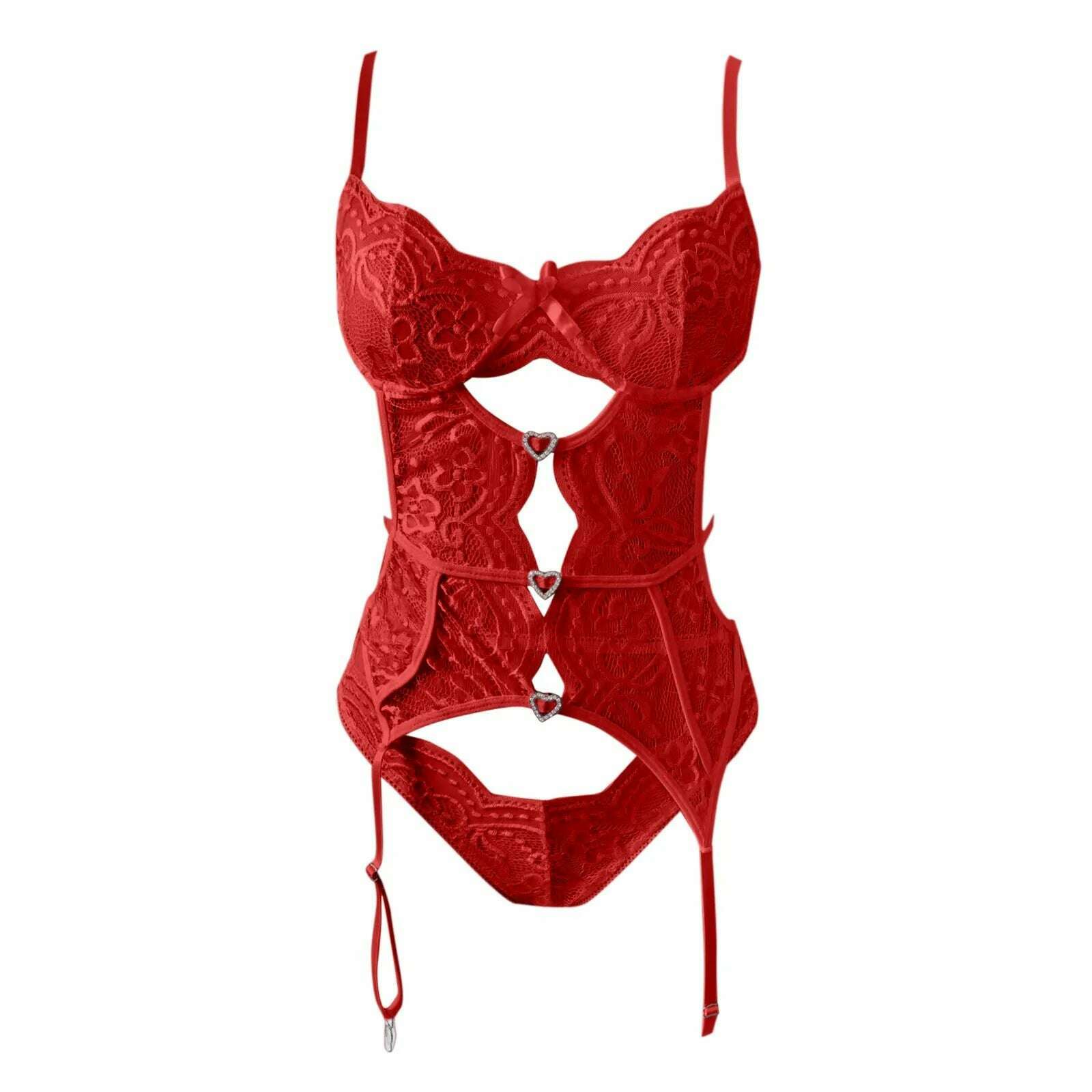 Sexy Lace Lingerie Set Cut Out Body Suit Underwear Two Piece Underwear Sexy Lingerie For Women Naughty Set Erotic Costumes - KIMLUD