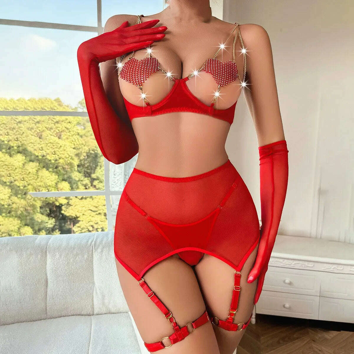 Polyester Blends See-Through Lingerie Set | KIMLUD Polyester Blends See-Through Lingerie Set | KIMLUD